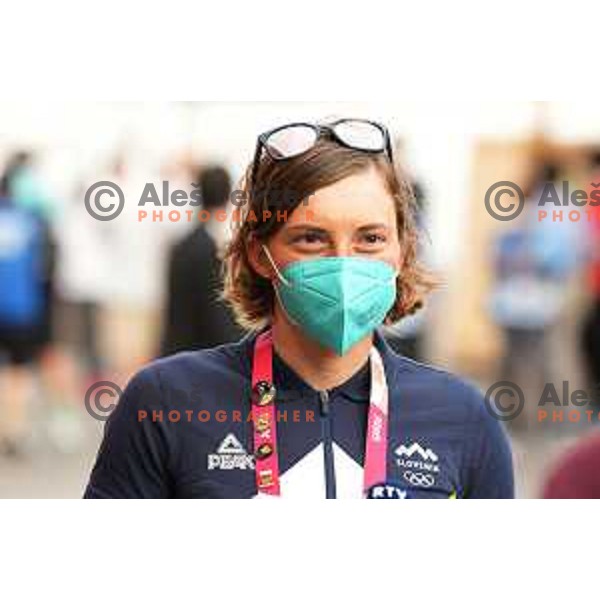 Coach Metka Sparavec of Slovenia Olympic team during open air press conference in Olympic Village at Tokyo 2020 Summer Olympic Games Japan on July 22, 2021