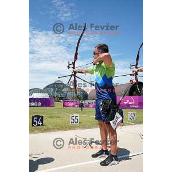 Ziga Ravnikar (SLO) competes in archery at Tokyo 2020 Summer Olympic Games, Japan on July 23, 2021