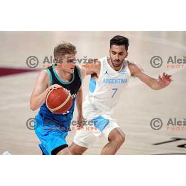 Luka Rupnik in action during men’s group C preliminary round basketball match between Slovenia and Argentina in Saitama Super Arena at Tokyo 2020 Summer Olympic Games, Japan on July 26, 2021