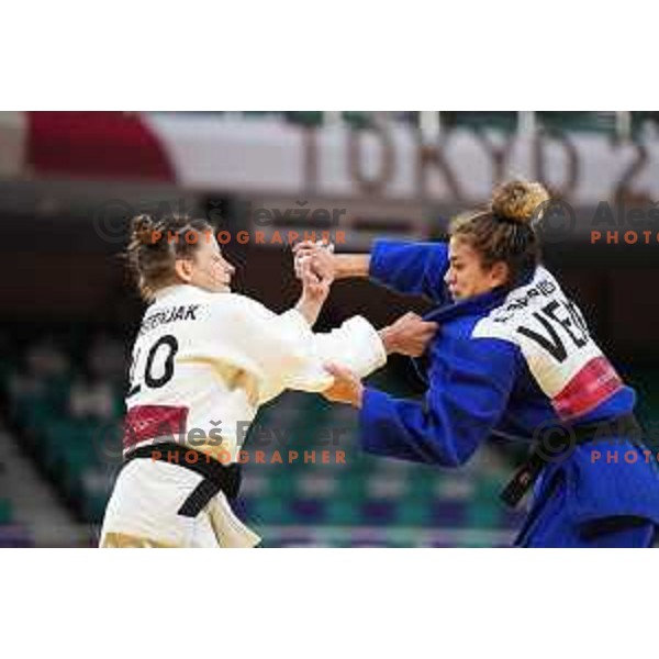 Tina Trstenjak fights of quarter-final of Women’s Judo -63 category vs A.Barrios (VEN) at Tokyo 2020 Summer Olympic Games, Japan on July 27, 2021