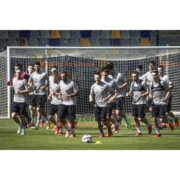 Players of Maribor during practice prior to UEFA Conference League quailfier football match between Hammerby in Ljudski vrt, Maribor, Slovenia on July 28, 2021