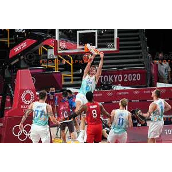 In action during men’s group C preliminary round basketball match between Slovenia and Japan in Saitama Super Arena at Tokyo 2020 Summer Olympic Games, Japan on July 29, 2021