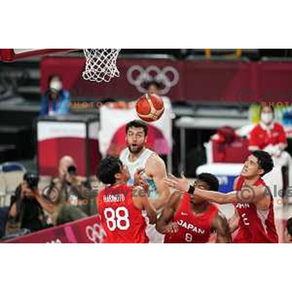 In action during men’s group C preliminary round basketball match between Slovenia and Japan in Saitama Super Arena at Tokyo 2020 Summer Olympic Games, Japan on July 29, 2021