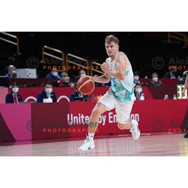 Luka Rupnik in action during men’s group C preliminary round basketball match between Slovenia and Japan in Saitama Super Arena at Tokyo 2020 Summer Olympic Games, Japan on July 29, 2021