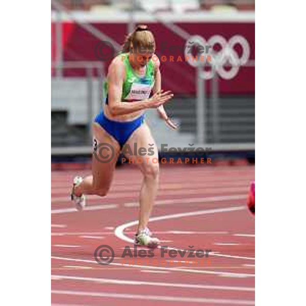 Maja Mihalinec Zidar (SLO) runs in qualification of Women’s 100 meters at Tokyo 2020 Summer Olympic Games, Japan on July 29, 2021