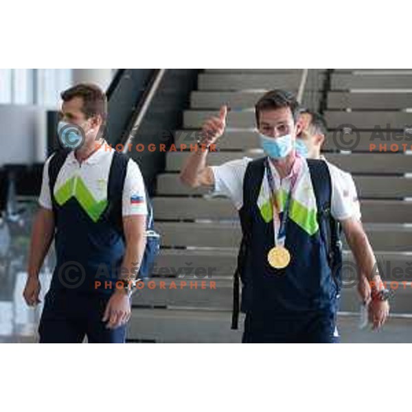Primoz Roglic, Olympic time- trial champion during reception at Ljubljana Airport, Slovenia on July 30, 2021