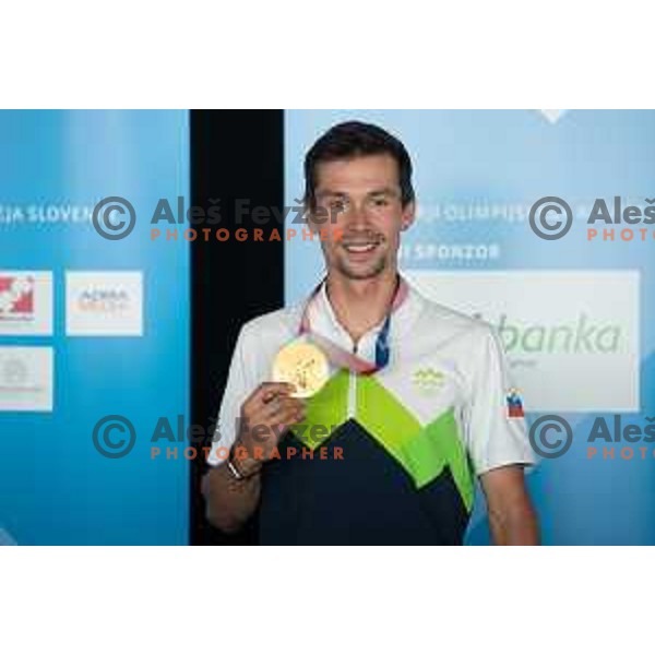 Primoz Roglic, Olympic time- trial champion during reception at Ljubljana Airport, Slovenia on July 30, 2021