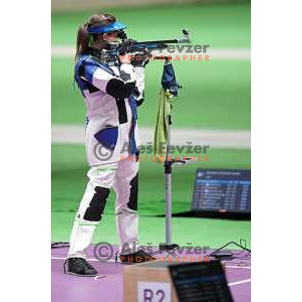 Ziva Dvorsak (SLO) competes in the final of Women’s Rifle 3 positions at Tokyo 2020 Summer Olympic Games, Japan on August 31, 2021