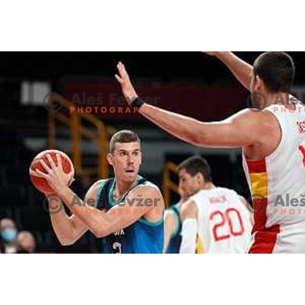 In action during men’s group C preliminary round basketball match between Slovenia and Spain in Saitama Super Arena at Tokyo 2020 Summer Olympic Games, Japan on August 1, 2021