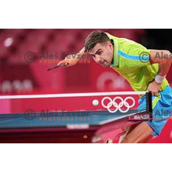 Darko Jorgic competes (SLO) in quarter-final of team competition table tennis match between Slovenia and Korea at Tokyo 2020 Summer Olympic Games, Japan on August 1, 2021