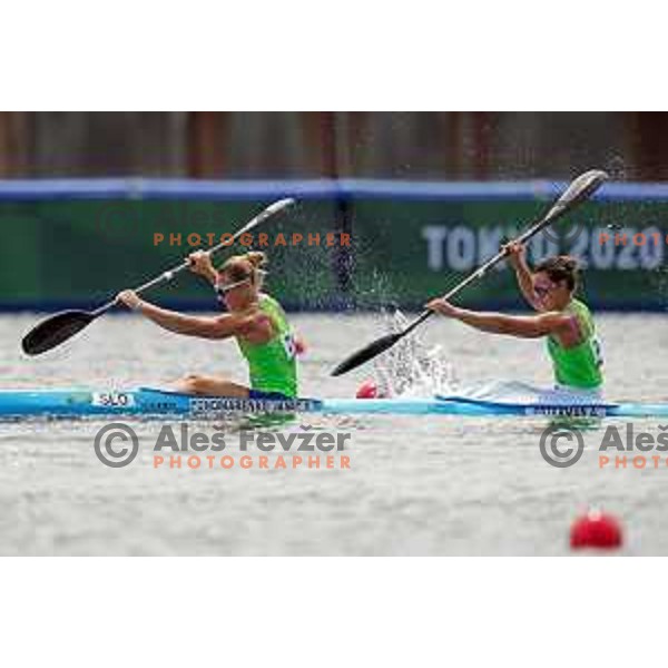 Spela Ponomarenko Janic and Anja Osterman (SLO) compete in qualification of Women\'s kayak K-2 500 meters, Tokyo 2020 Olympic games, Japan