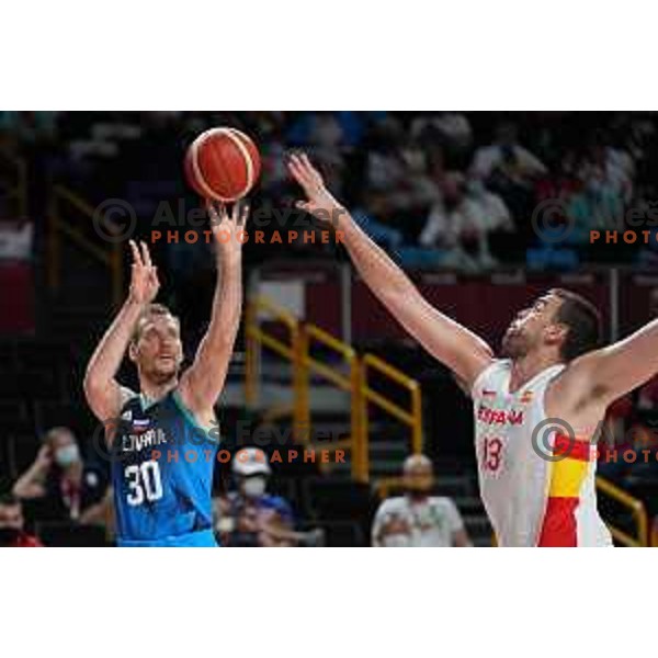 Zoran Dragic in action during men’s group C preliminary round basketball match between Slovenia and Spain in Saitama Super Arena at Tokyo 2020 Summer Olympic Games, Japan on August 1, 2021