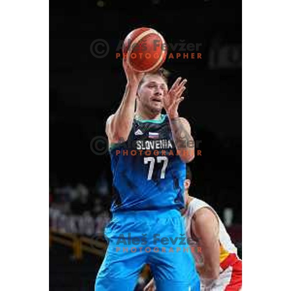 Luka Doncic in action during men’s group C preliminary round basketball match between Slovenia and Spain in Saitama Super Arena at Tokyo 2020 Summer Olympic Games, Japan on August 1, 2021