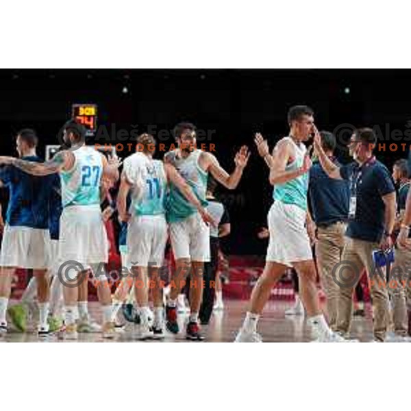 In action during quarter-final of Men’s Basketball between Slovenia and Germany in Saitama Super Arena at Tokyo 2020 Summer Olympic Games, Japan on August 3, 2021