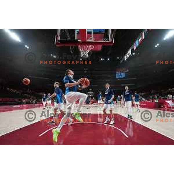 Gregor Hrovat in action during quarter-final of Men’s Basketball between Slovenia and Germany in Saitama Super Arena at Tokyo 2020 Summer Olympic Games, Japan on August 3, 2021