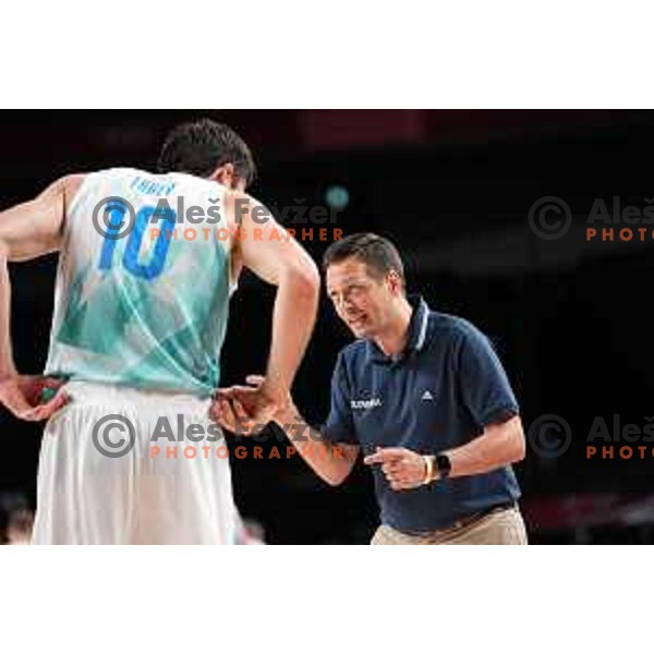 Mike Tobey and Head coach Aleksander Sekulic during quarter-final of Men’s Basketball between Slovenia and Germany in Saitama Super Arena at Tokyo 2020 Summer Olympic Games, Japan on August 3, 2021