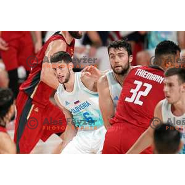 Aleksej Nikolic in action during quarter-final of Men’s Basketball between Slovenia and Germany in Saitama Super Arena at Tokyo 2020 Summer Olympic Games, Japan on August 3, 2021