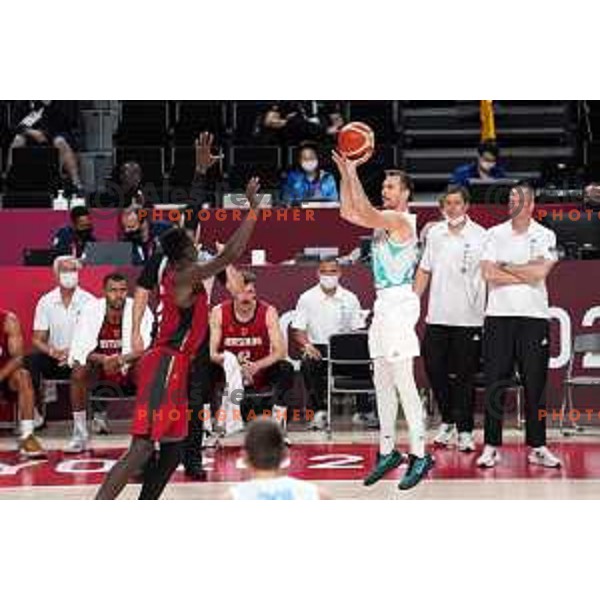 Zoran Dragic in action during quarter-final of Men’s Basketball between Slovenia and Germany in Saitama Super Arena at Tokyo 2020 Summer Olympic Games, Japan on August 3, 2021