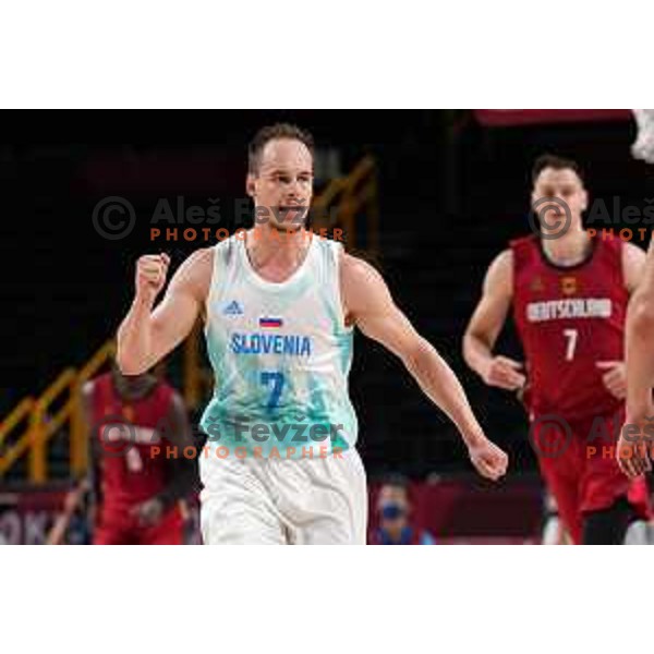 Klemen Prepelic in action during quarter-final of Men’s Basketball between Slovenia and Germany in Saitama Super Arena at Tokyo 2020 Summer Olympic Games, Japan on August 3, 2021