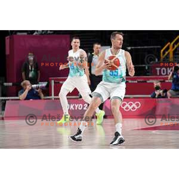 Jakob Cebasek in action during quarter-final of Men’s Basketball between Slovenia and Germany in Saitama Super Arena at Tokyo 2020 Summer Olympic Games, Japan on August 3, 2021