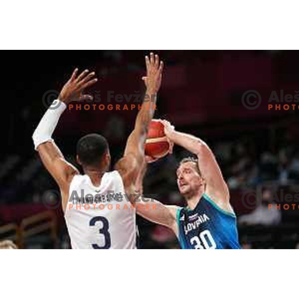 Zoran Dragic in action during semi-final of Men’s Basketball between Slovenia and France in Saitama Super Arena at Tokyo 2020 Summer Olympic Games, Japan on August 5, 2021 