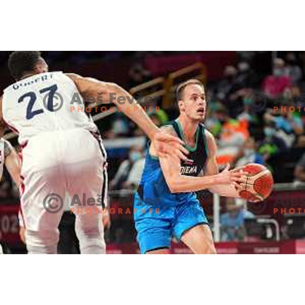 Klemen Prepelic in action during semi-final of Men’s Basketball between Slovenia and France in Saitama Super Arena at Tokyo 2020 Summer Olympic Games, Japan on August 5, 2021
