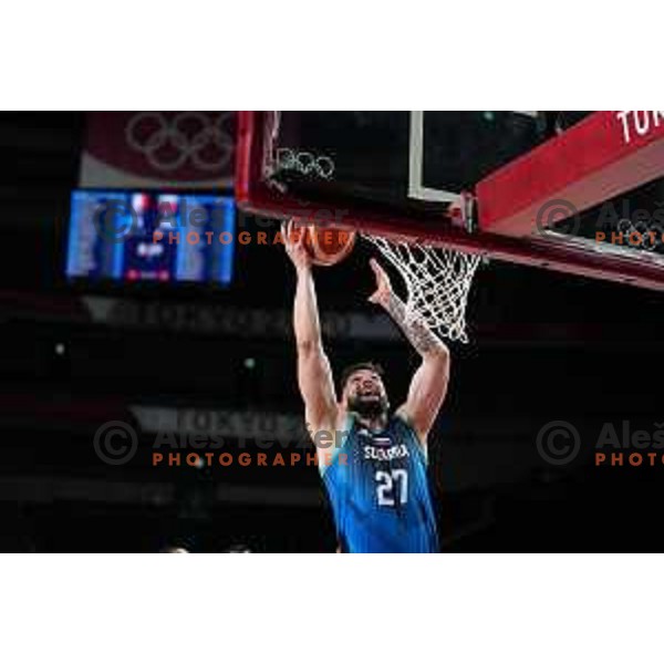 In action during semi-final of Men’s Basketball between Slovenia and France in Saitama Super Arena at Tokyo 2020 Summer Olympic Games, Japan on August 5, 2021