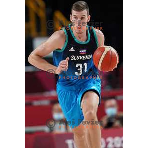 Vlatko Cancar in action during semi-final of Men’s Basketball between Slovenia and France in Saitama Super Arena at Tokyo 2020 Summer Olympic Games, Japan on August 5, 2021 