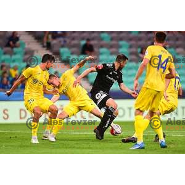 Action during UEFA Conference league 3rd round qualification match between Domzale and Rosenborg in Ljubljana, Slovenia on August 10, 2021