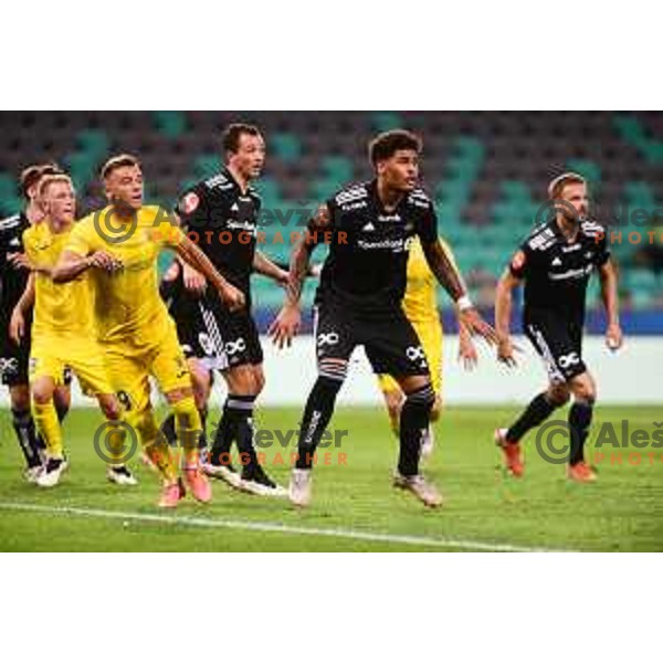 Action during UEFA Conference league 3rd round qualification match between Domzale and Rosenborg in Ljubljana, Slovenia on August 10, 2021