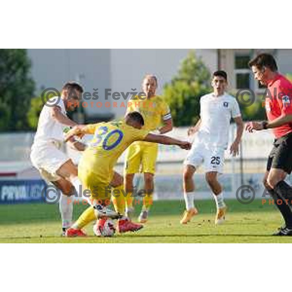 In action during Prva Liga Telemach football match between Domzale and Olimpija in Domzale, Slovenia on August 25, 2021