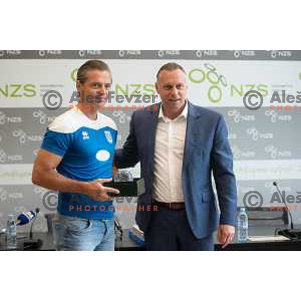 Damir Skomina during his farewell press conference as active football referee at NNC Brdo, Slovenia on August 30, 2021