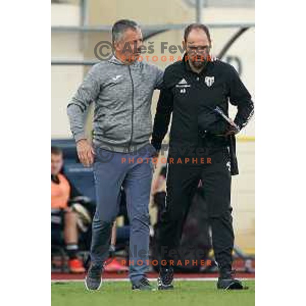 Head coach Dejan Djuranovic and head coach Ante Simundza during Prva Liga Telemach football match between Domzale and Mura in Domzale, Slovenia on August 29, 2021
