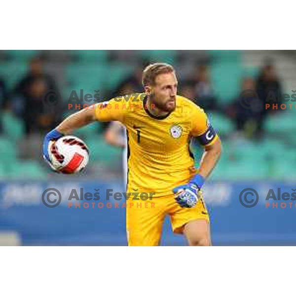Jan Oblak in action during FIFA World Cup 2022 Qualifiers match between Slovenia and Slovakia at Arena Stozice, Ljubljana, Slovenia on September 1, 2021