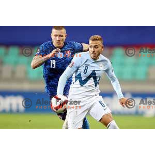 in action during FIFA World Cup 2022 Qualifiers match between Slovenia and Slovakia at Arena Stozice, Ljubljana, Slovenia on September 1, 2021