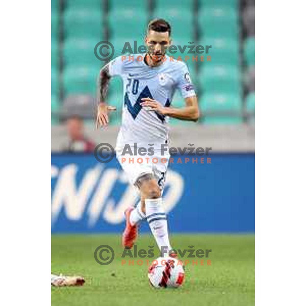 Petar Stojanovic in action during FIFA World Cup 2022 Qualifiers match between Slovenia and Slovakia at Arena Stozice, Ljubljana, Slovenia on September 1, 2021
