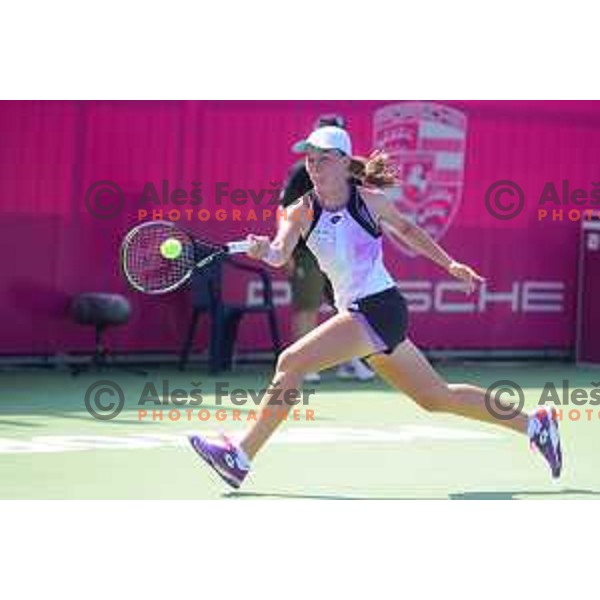 Ziva Falkner (SLO) in action during WTA Slovenian Open in Portoroz, Slovenia on September 14, 2021