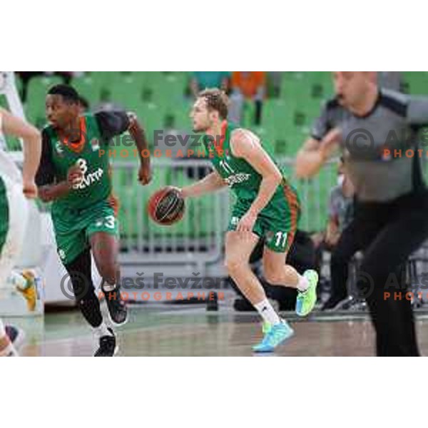 action in ABA league 2021-2022 regular season basketball match between Cedevita Olimpija and Krka in SRC Stozice, Ljubljana, Slovenia on September 25 , 2021