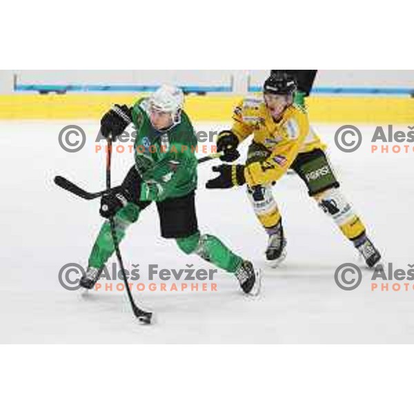 Joona Erving in action during IceHL match between SZ Olimpija and Pustertal Wolfe in Ljubljana, Slovenia on October 8, 2021