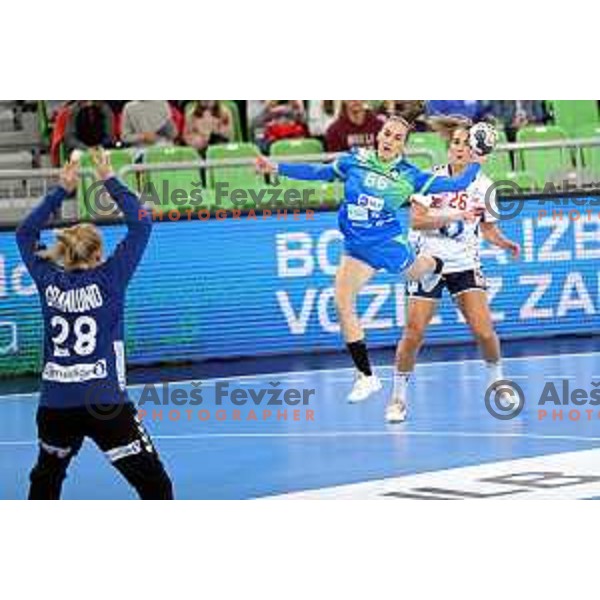 Tija Gomilar Zickero in action during EURO Cup Women 2022 Group phase handball match between Slovenia and Norway in Ljubljana, Slovenia on October 10, 2021