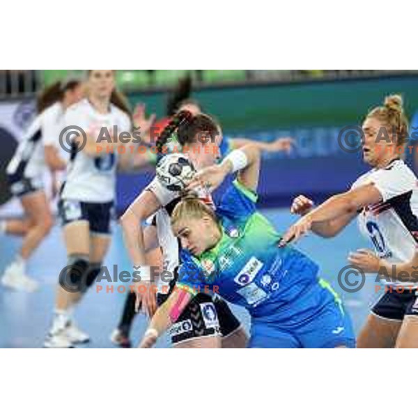 Aneja Beganovic in action during EURO Cup Women 2022 Group phase handball match between Slovenia and Norway in Ljubljana, Slovenia on October 10, 2021