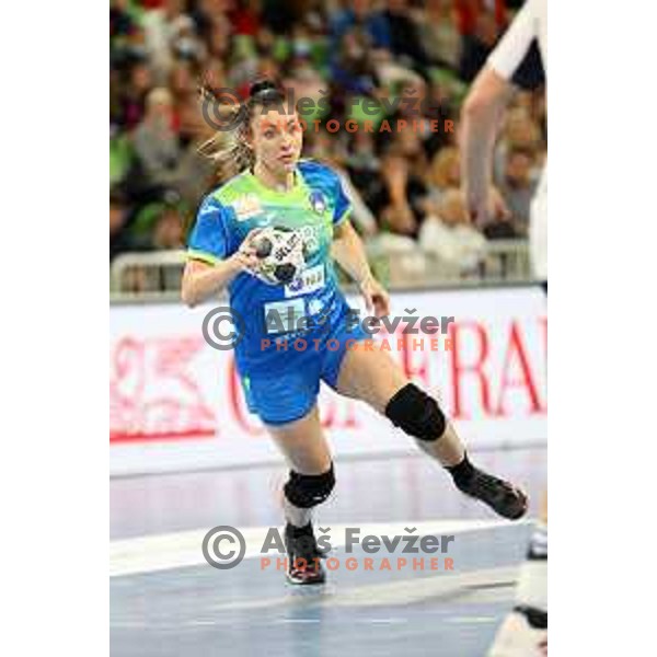 Nina Zulic in action during EURO Cup Women 2022 Group phase handball match between Slovenia and Norway in Ljubljana, Slovenia on October 10, 2021