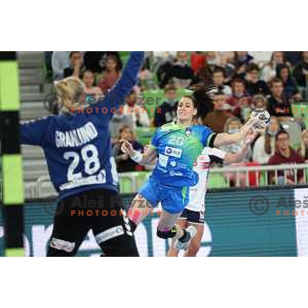 Alja Varagic in action during EURO Cup Women 2022 Group phase handball match between Slovenia and Norway in Ljubljana, Slovenia on October 10, 2021