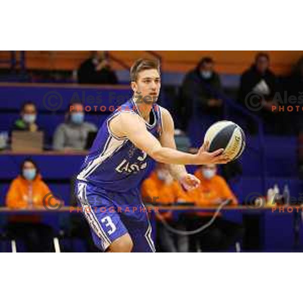 in action during Nova KBM league basketball match between Helios Suns and Zlatorog Lasko in Domzale, Slovenia on October 17, 2021