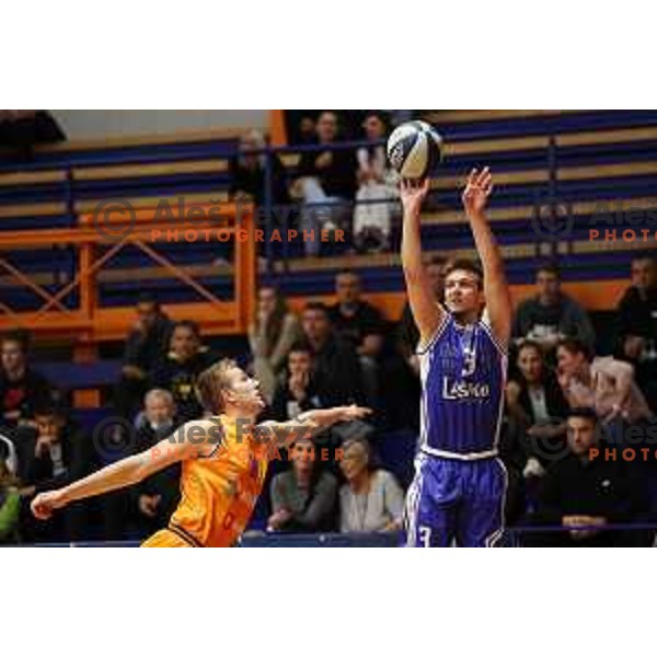 in action during Nova KBM league basketball match between Helios Suns and Zlatorog Lasko in Domzale, Slovenia on October 17, 2021