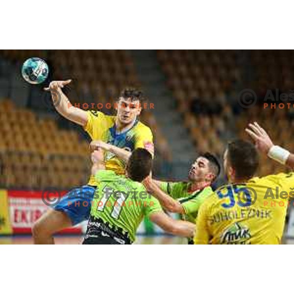Ante Ivankovic in action during 1.NLB leasing league handball match between Celje PL and Loka in Celje, Slovenia on Oktober 22, 2021