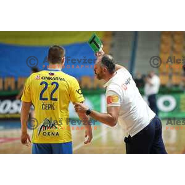 Alen Toskic in action during 1.NLB leasing league handball match between Celje PL and Loka in Celje, Slovenia on Oktober 22, 2021