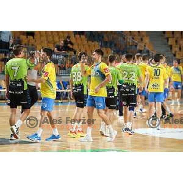 In action during 1.NLB leasing league handball match between Celje PL and Loka in Celje, Slovenia on Oktober 22, 2021