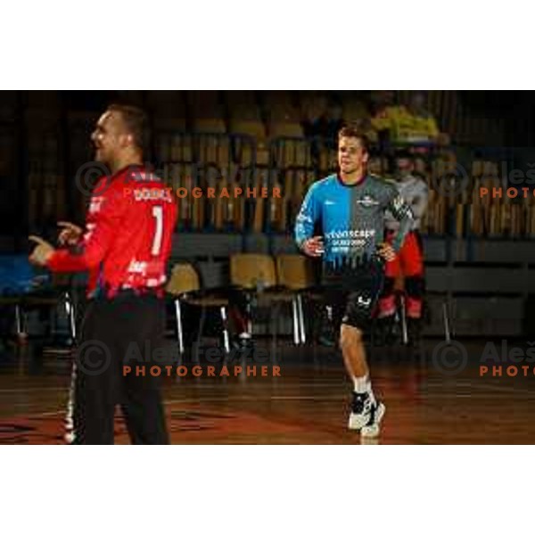 In action during 1.NLB leasing league handball match between Celje PL and Loka in Celje, Slovenia on Oktober 22, 2021