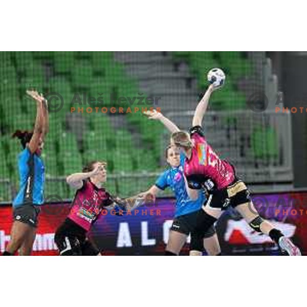 in action during EHF Champions League Women 2021-2022 handball match between Krim Mercator (SLO) and Vipers Kristiansand (NOR) in Ljubljana, Slovenia on October 30, 2021